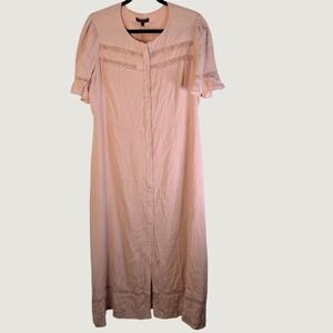 NEW Quince Womens L Lightweight Crepe Lace Inset Midi Dress Shell Pink